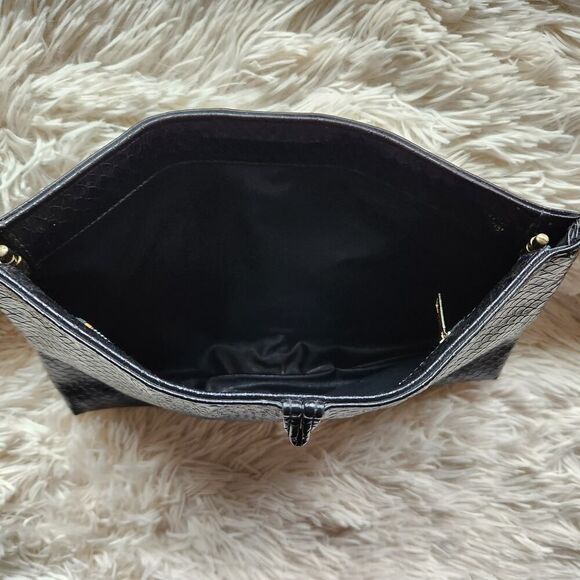 Mary Ann Rosenfeld Clutch Handbag Black Faux Leather 12"Wx8"H Vintage - Picture 8 of 10